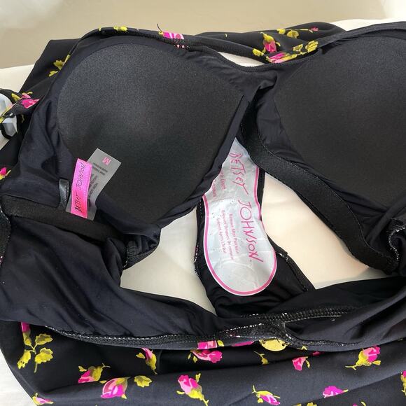 Betsey Johnson Floral Faux Wrap Skirted Bathing Suit One Piece Medium Swimsuit - Picture 8 of 8